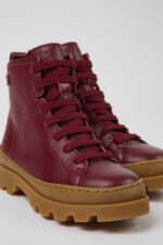 Brutus Burgundy leather lace-up boots