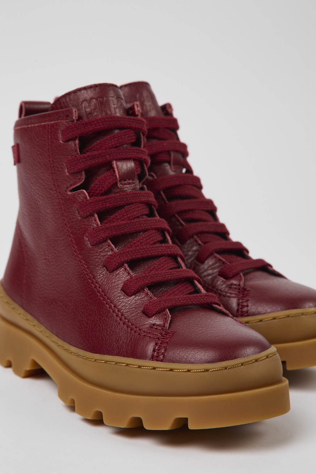 Brutus Burgundy leather lace-up boots