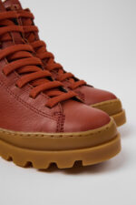 Brutus Red leather ankle boots for kids