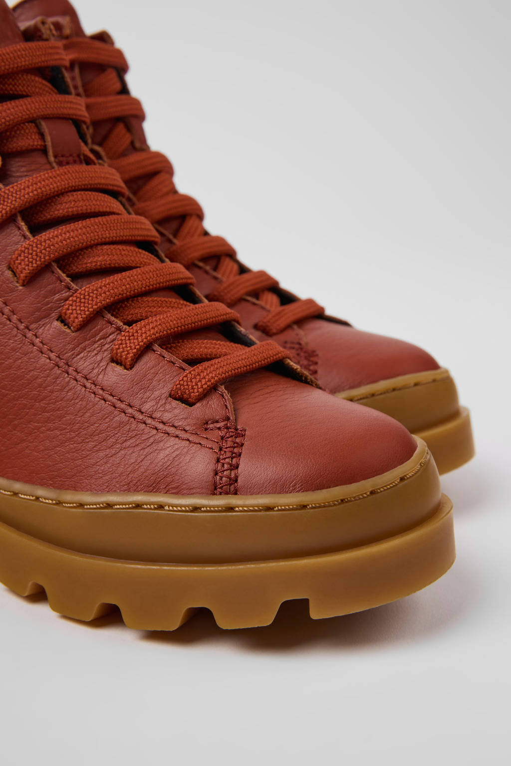 Brutus Red leather ankle boots for kids