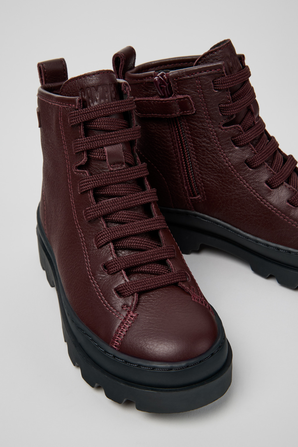Brutus Burgundy Leather Ankle Boots for Kids.