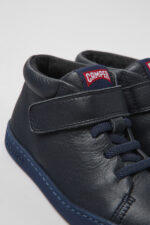 Peu Touring Blue leather ankle boots for kids