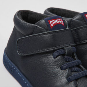 Peu Touring Blue leather ankle boots for kids