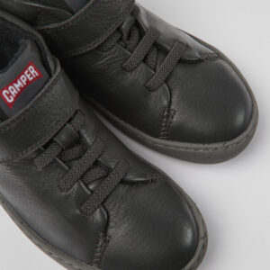 Peu Touring Gray leather ankle boots for kids