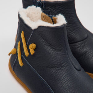 Peu Navy blue leather ankle boots