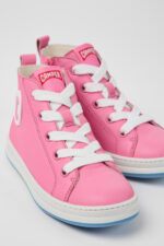 Runner Pink leather sneakers for kids