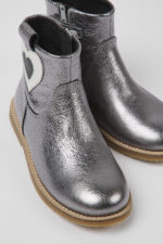 Twins Silver leather zip-up boots