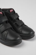 Runner Black leather and textile ankle boots for kids