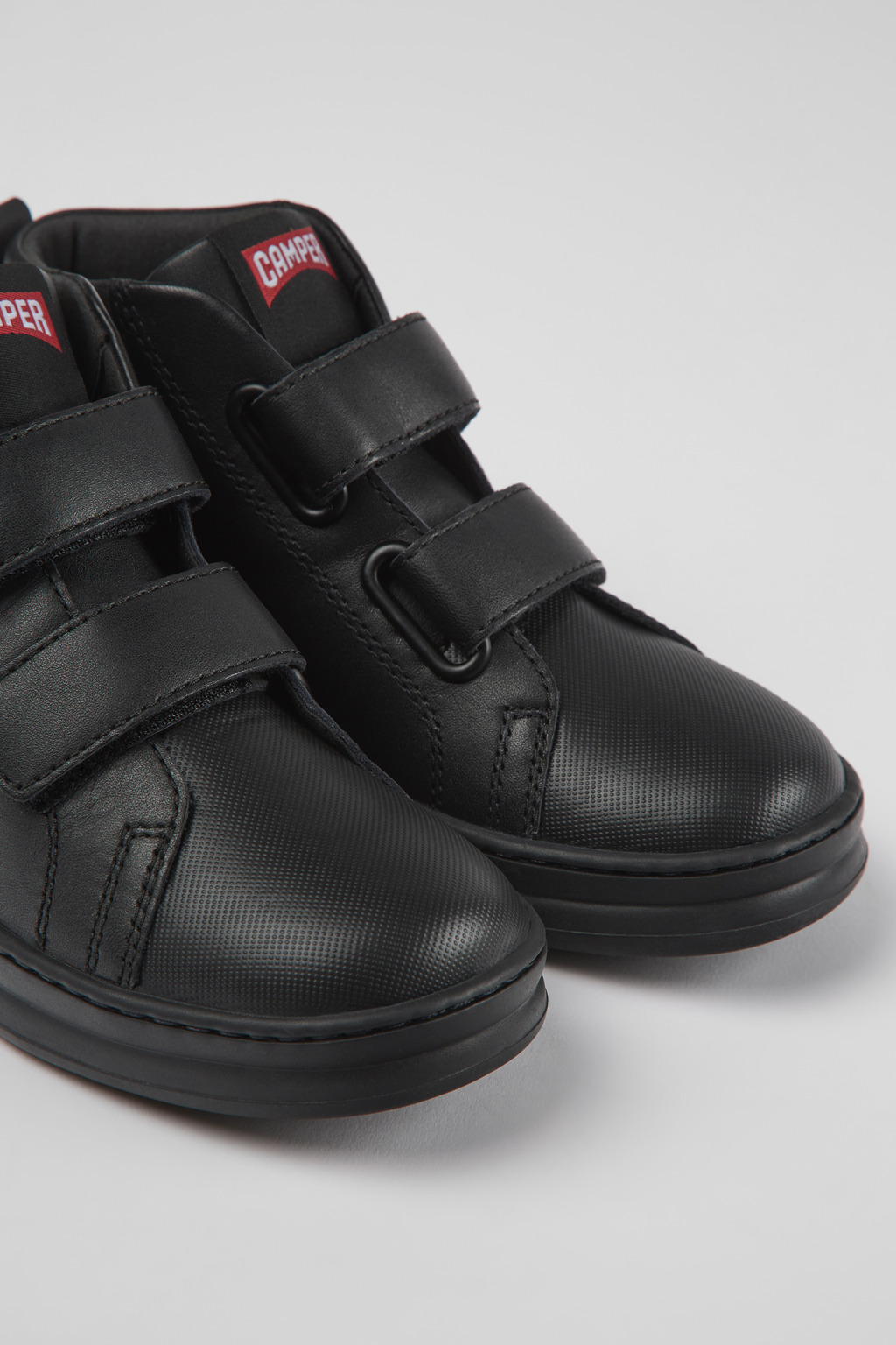 Runner Black leather and textile ankle boots for kids