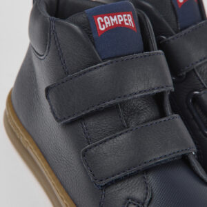 Runner Navy blue leather and textile ankle boots for kids