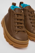 Brutus Brown leather ankle boots for kids