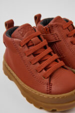 Brutus Red leather ankle boots for kids