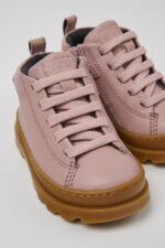 Brutus Pink leather ankle boots for kids