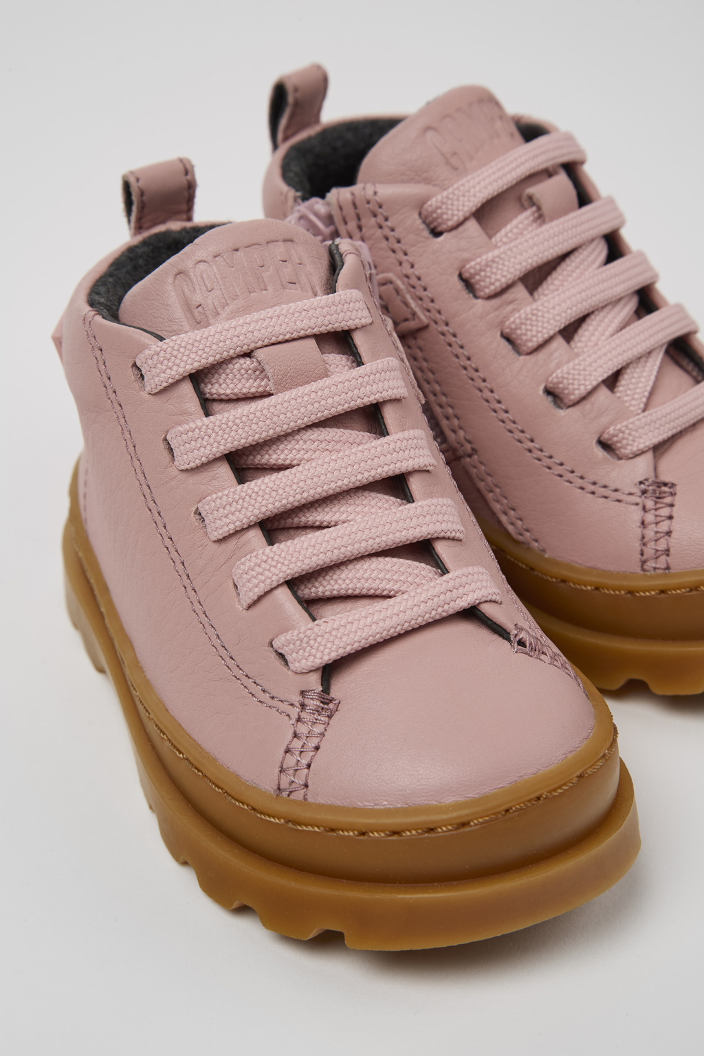 Brutus Pink leather ankle boots for kids
