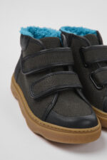 Kiddo Gray leather and textile ankle boots for kids
