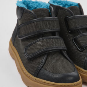Kiddo Gray leather and textile ankle boots for kids