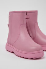 Norte Pink leather ankle boots for kids