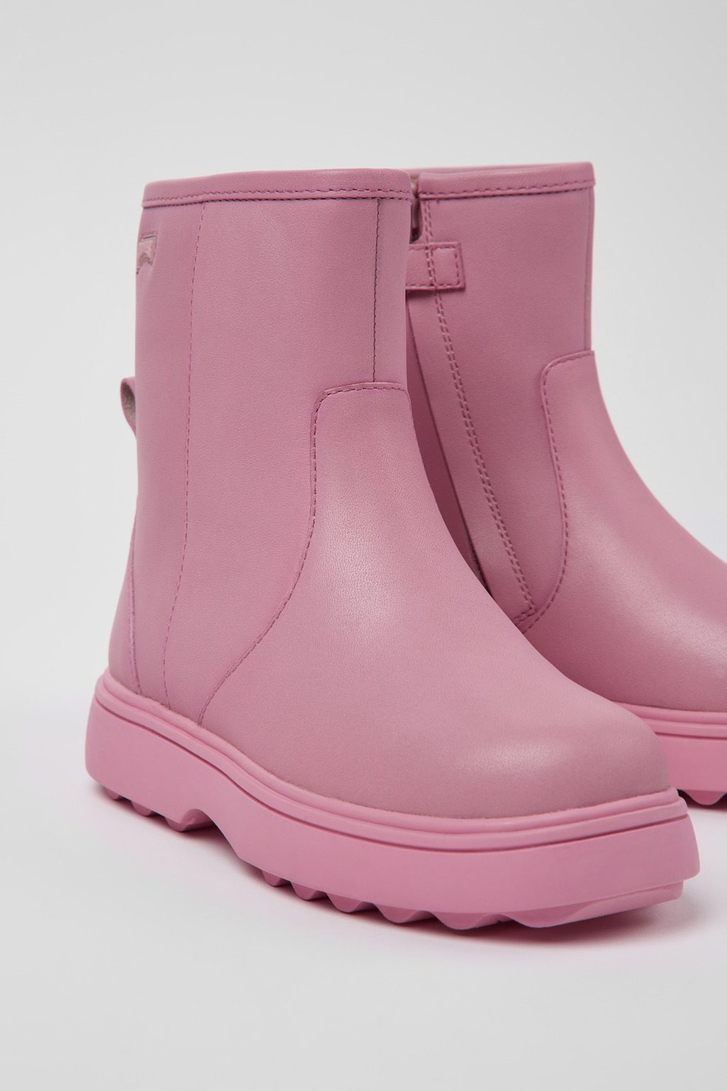 Norte Pink leather ankle boots for kids