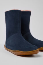 Peu Navy blue nubuck and leather boots