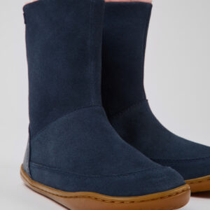 Peu Navy blue nubuck and leather boots