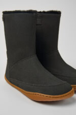 Peu Grey nubuck and leather boots for kids