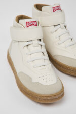 Runner White leather and nubuck ankle boots for kids