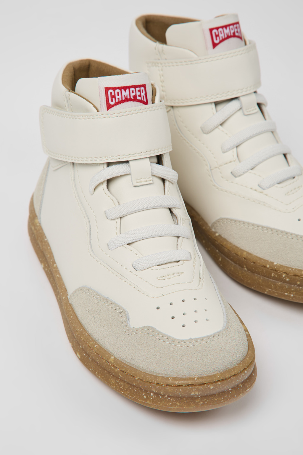 Runner White leather and nubuck ankle boots for kids