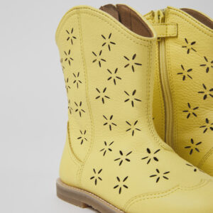 Savina Yellow leather boots for kids