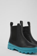 Brutus Black leather Chelsea boots for kids