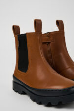 Brutus Brown leather Chelsea boots for kids