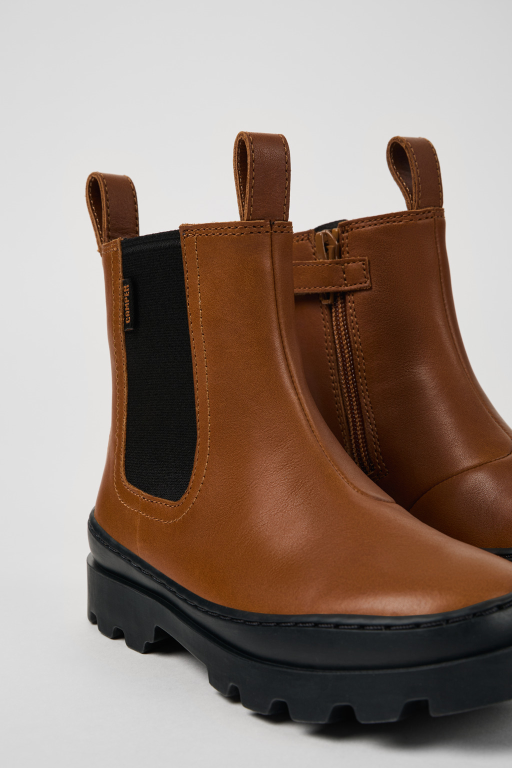 Brutus Brown leather Chelsea boots for kids