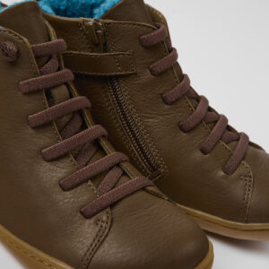 Peu Brown leather ankle boots for kids