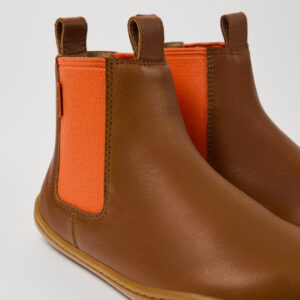 Peu Brown leather ankle boots for kids