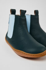 Peu Green leather ankle boots for kids