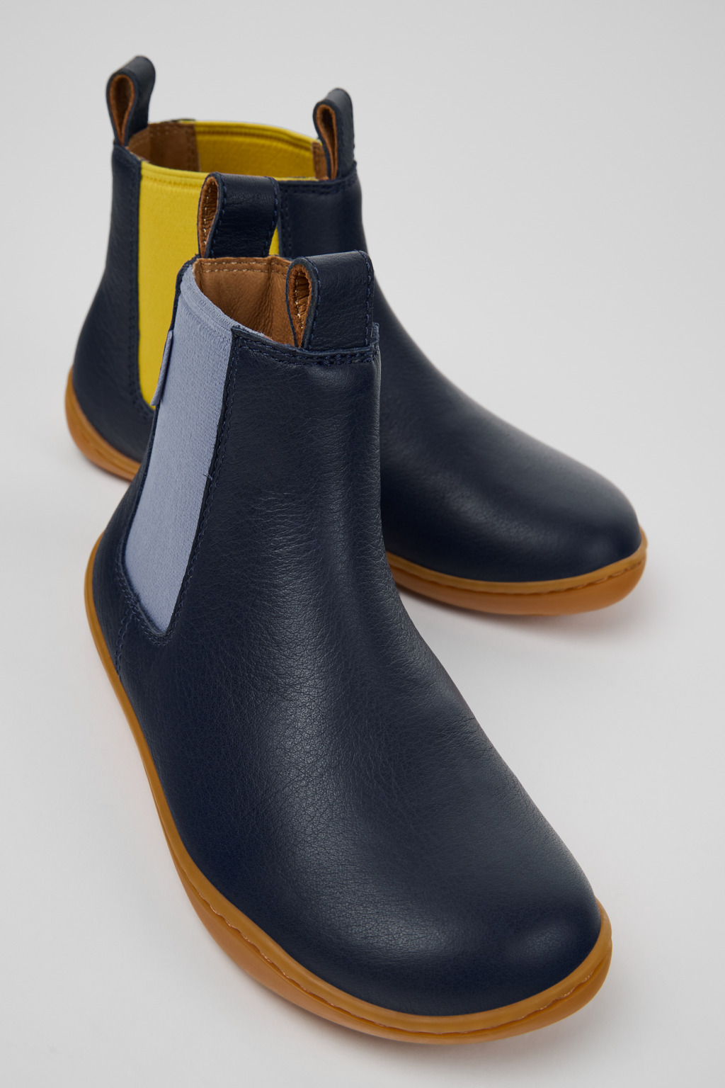 Twins Blue Leather Ankle Boots for Kids.