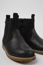 Savina Black nubuck and leather ankle boots for kids