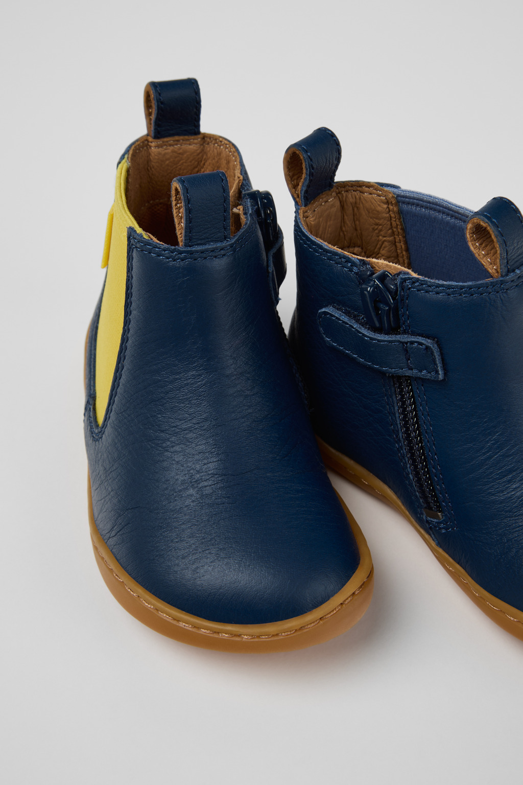Twins Blue Leather Ankle Boots for Kids.