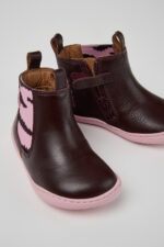 Twins Burgundy Leather Ankle Boots for Kids.