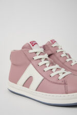 Runner Pink and white recycled leather sneakers for kids