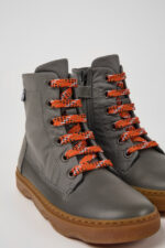 Kiddo Gray leather and textile ankle boots for kids