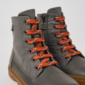 Kiddo Gray leather and textile ankle boots for kids
