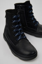 Kiddo Black Textile and Leather Ankle Boots for Kids.