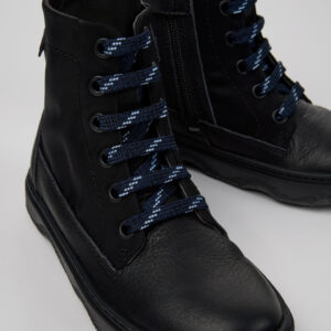 Kiddo Black Textile and Leather Ankle Boots for Kids.