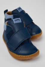 Peu Blue Leather and Nubuck Ankle Boots for Kids.