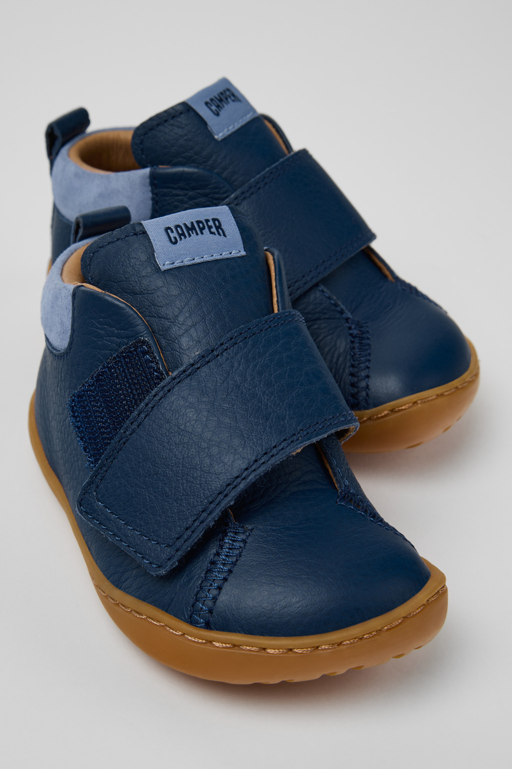 Peu Blue Leather and Nubuck Ankle Boots for Kids.